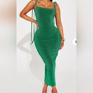 Fashion Nova Sparkling Green Midi Dress